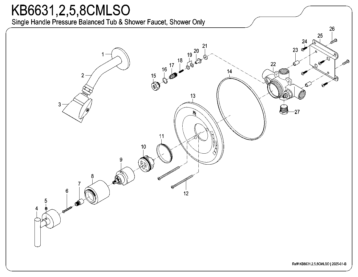 Manhattan KB6631CMLSO exploded parts diagram