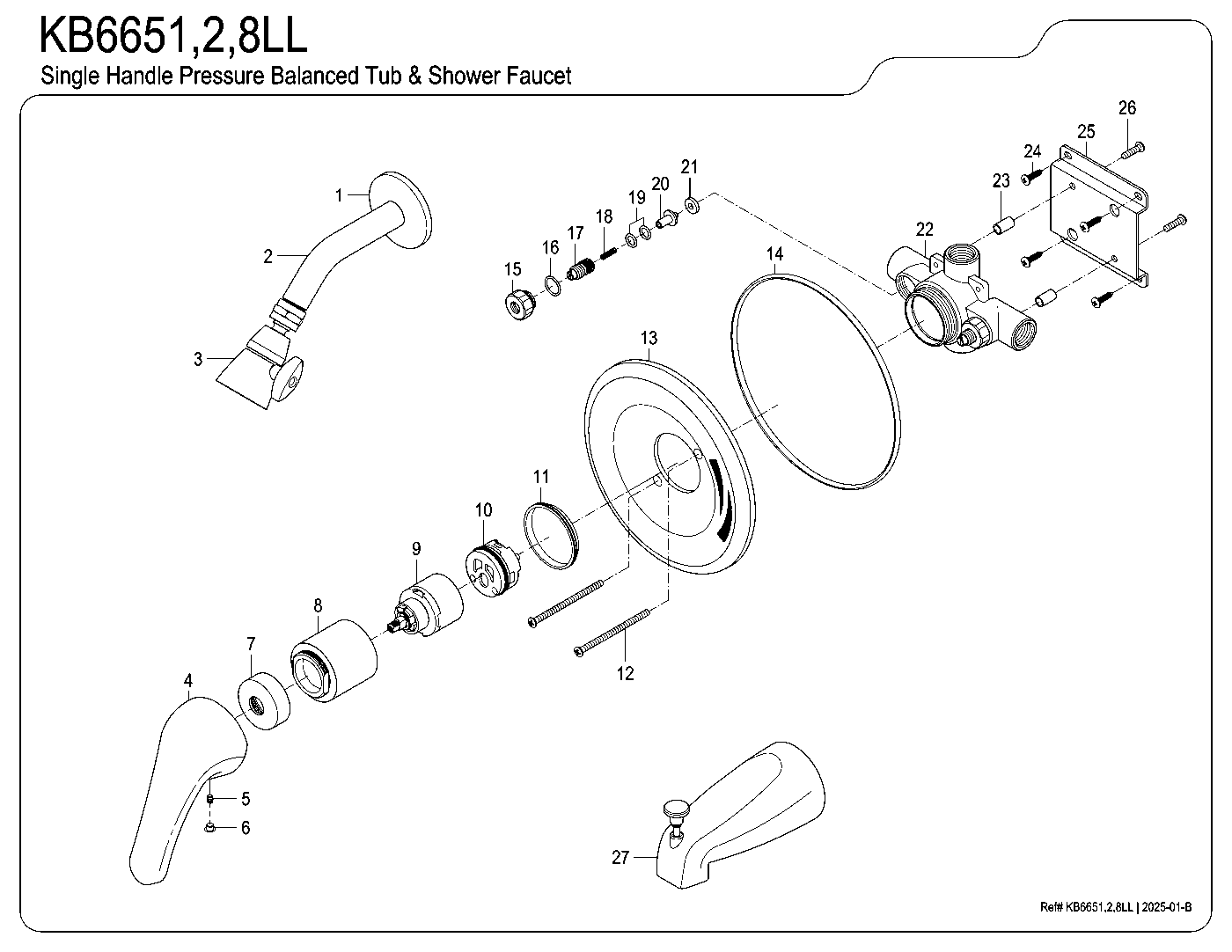 Legacy KB6651LL exploded parts diagram