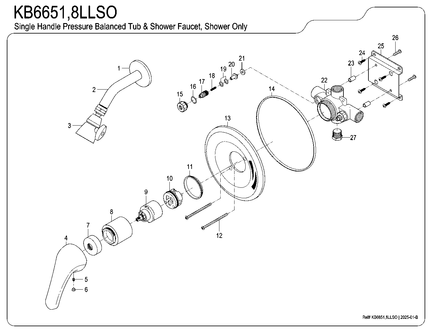 Kingston Brass KB6651LLSO exploded parts diagram