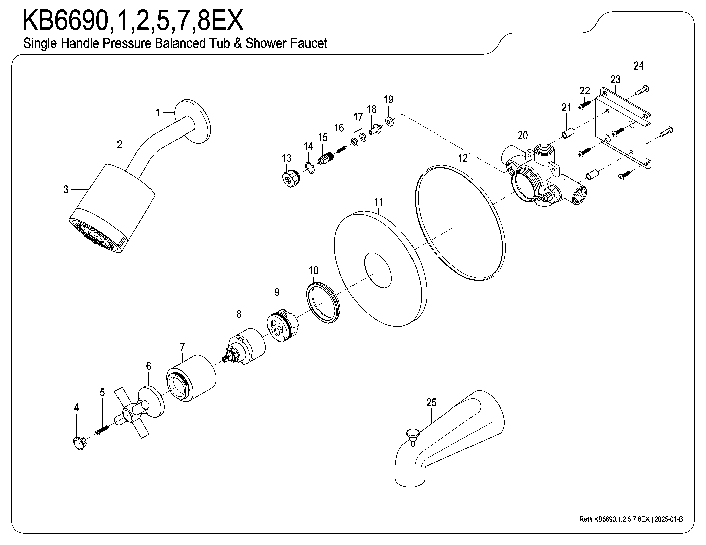 Elinvar KB6691EX exploded parts diagram