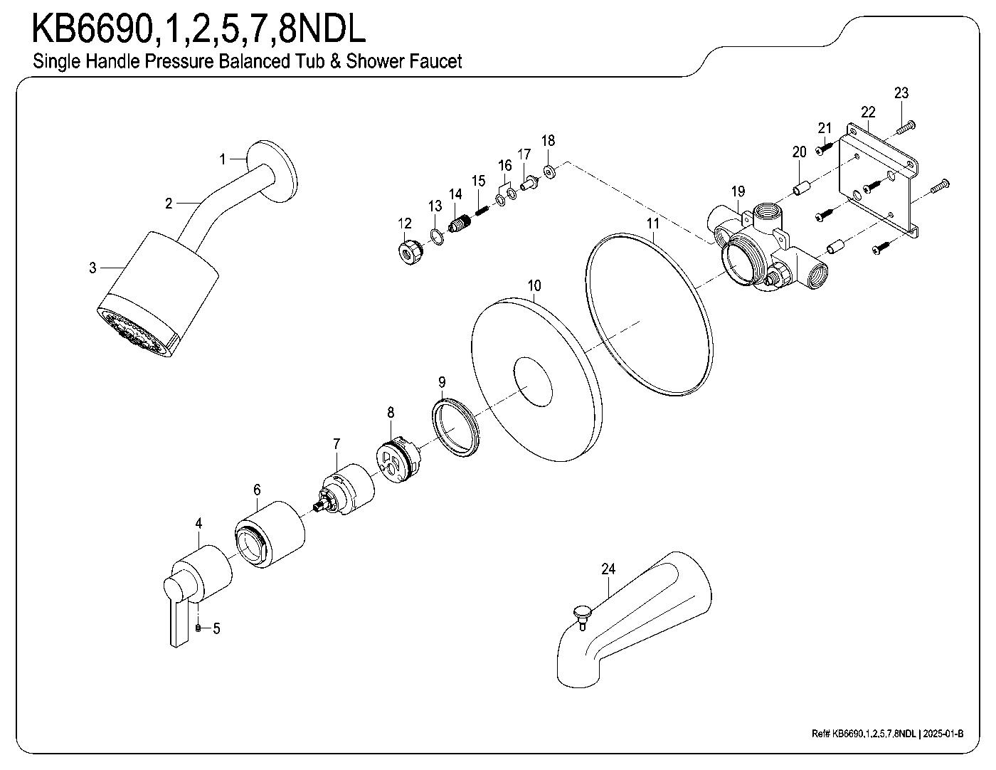 NuvoFusion KB6690NDL exploded parts diagram