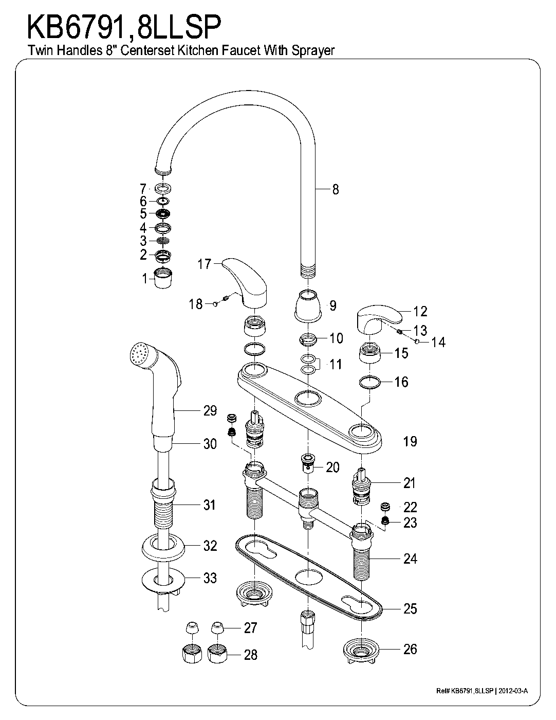 Kingston Brass KB6791LLSP exploded parts diagram