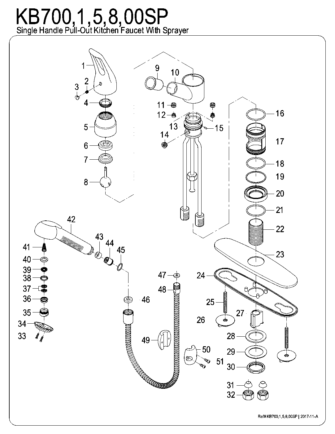 Wyndham KB7000SP exploded parts diagram