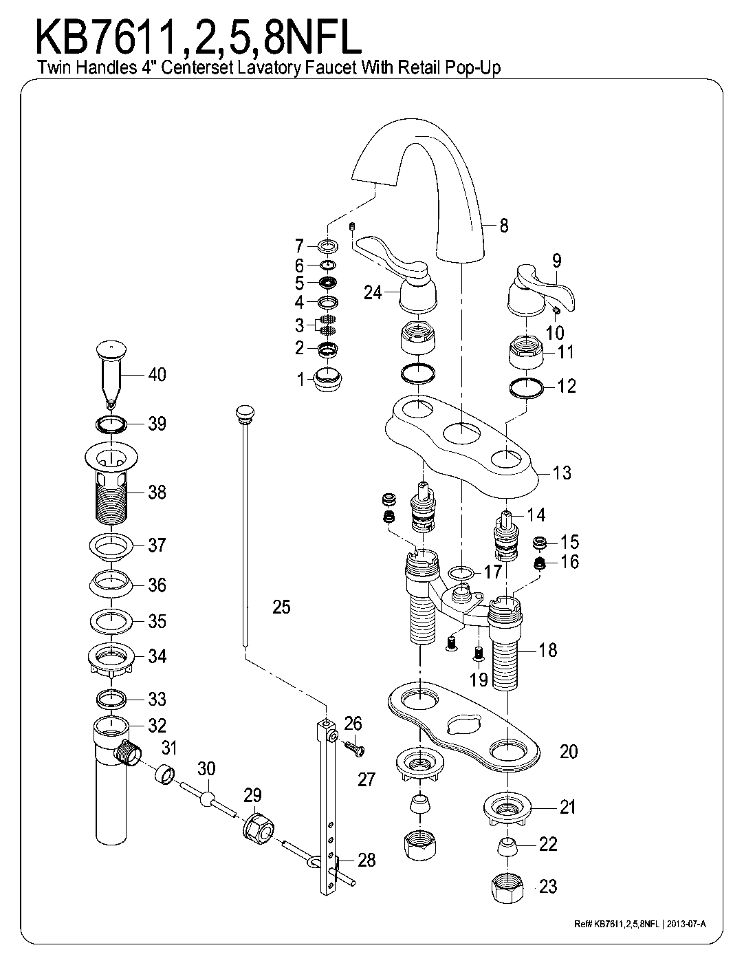 NuWave French KB7611NFL exploded parts diagram