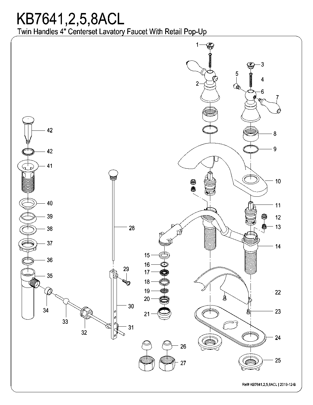 American Classic KB7641ACL exploded parts diagram