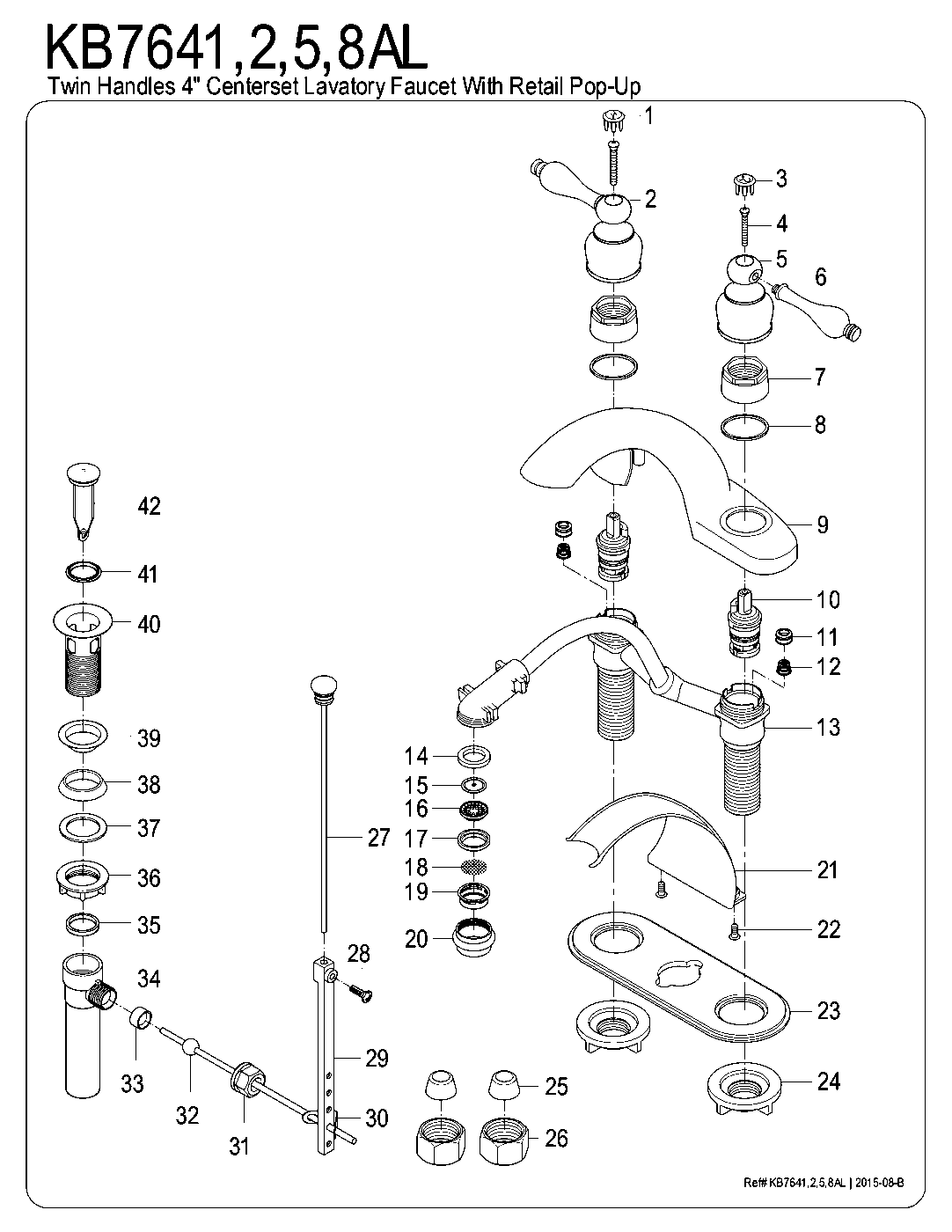 English Country KB7641AL exploded parts diagram