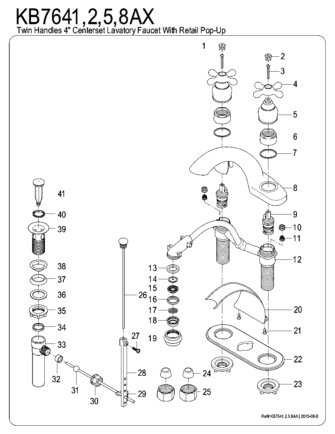 English Country KB7641AX exploded parts diagram
