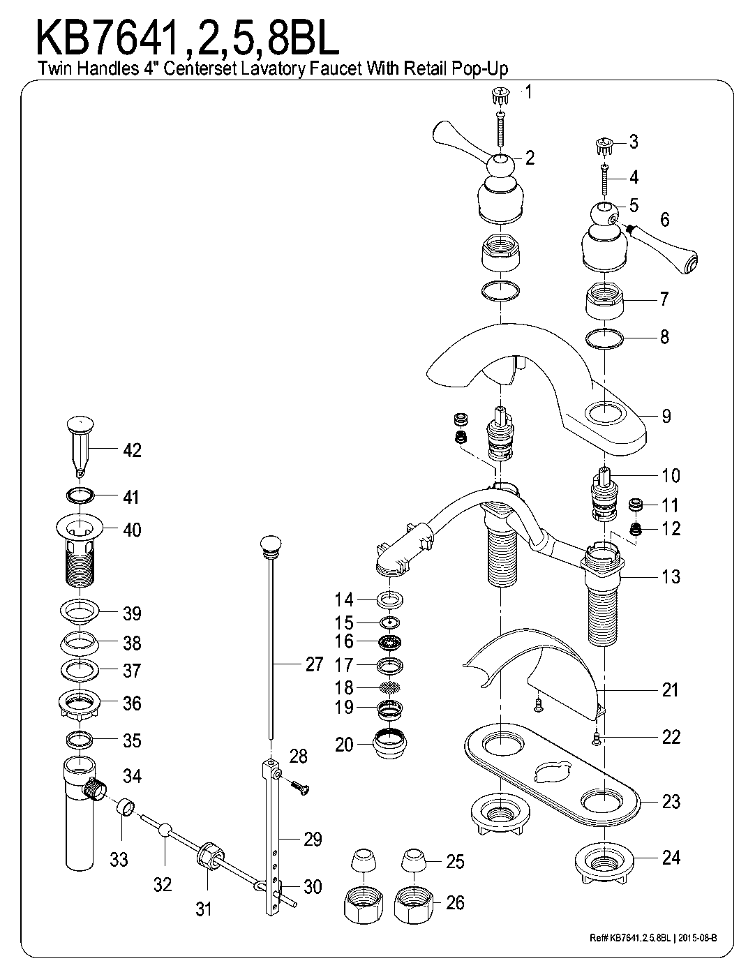 English Country KB7641BL exploded parts diagram