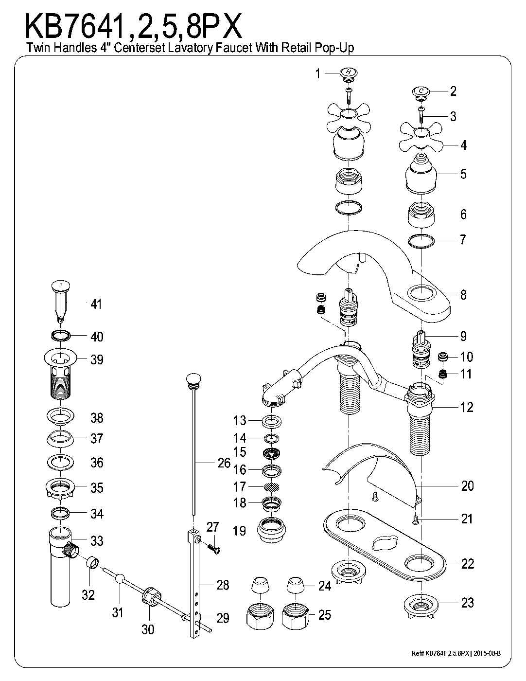 English Country KB7641PX exploded parts diagram