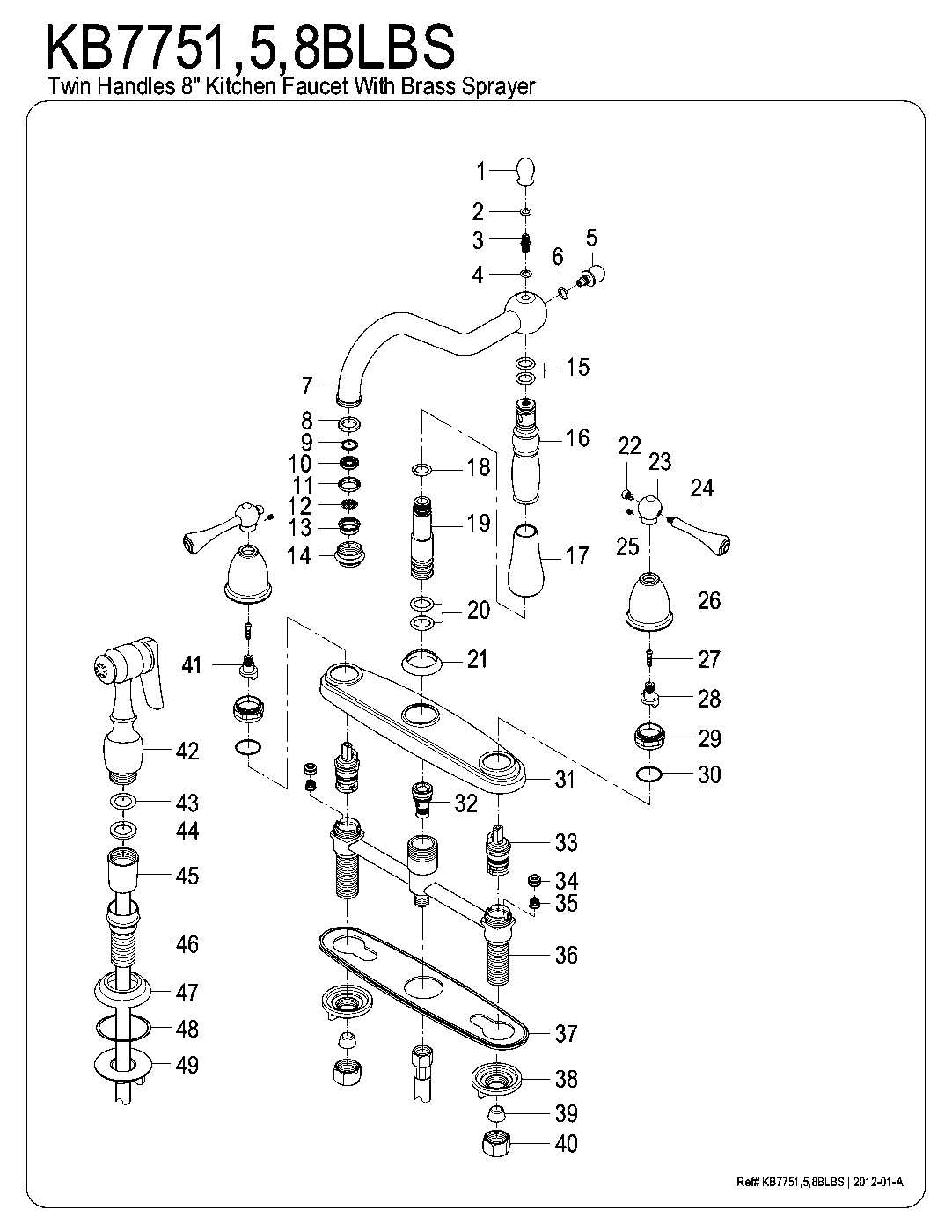 Kingston Brass KB7751BLBS exploded parts diagram