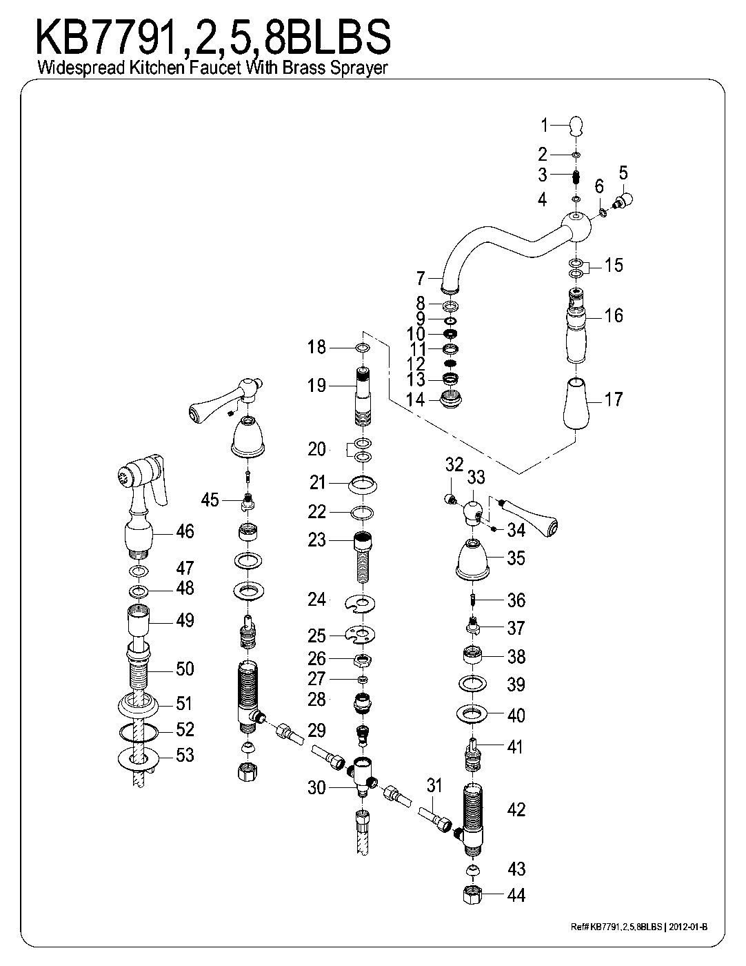 English Country KB7791BLBS exploded parts diagram