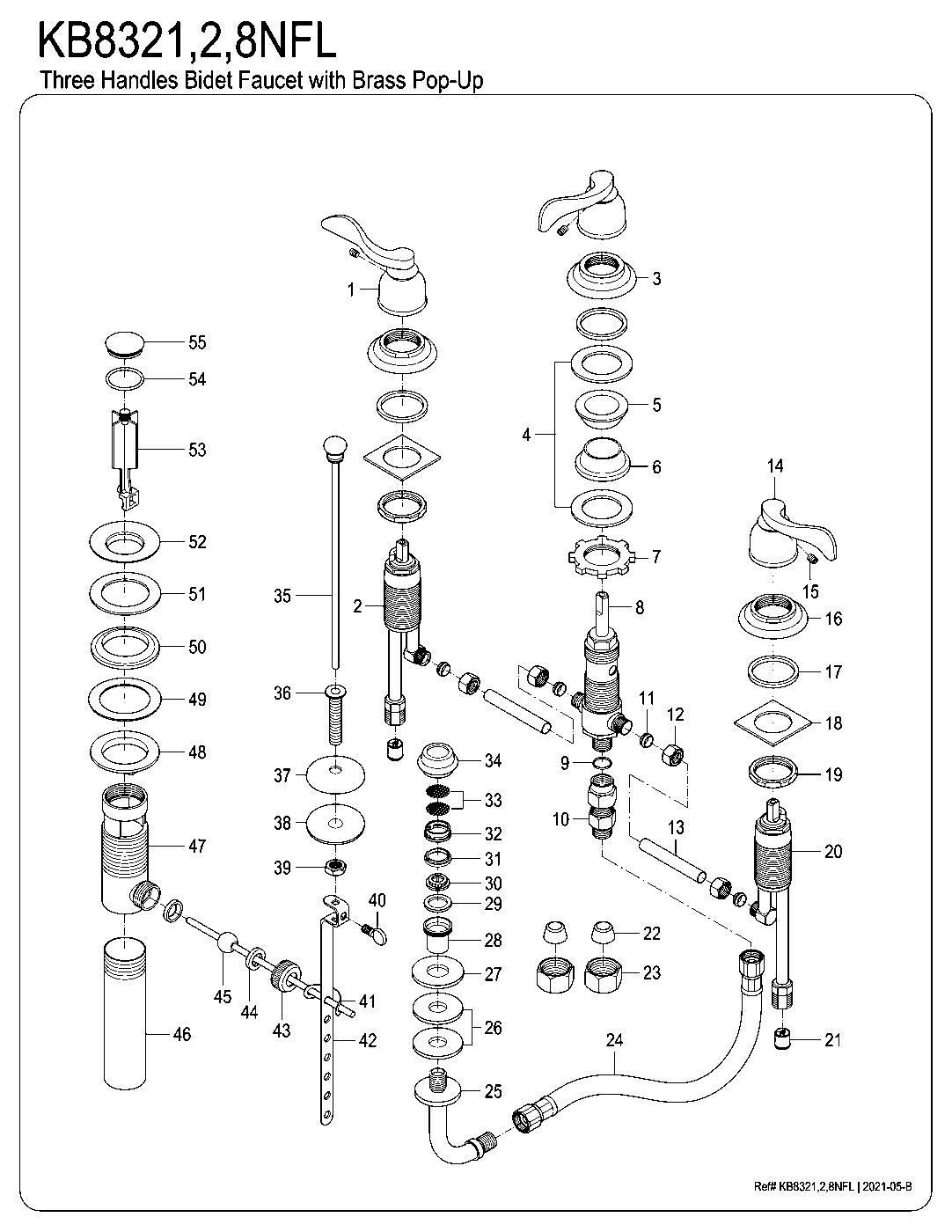Kingston Brass KB8321NFL exploded parts diagram