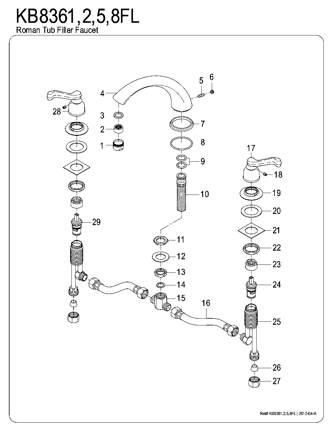 Kingston Brass KB8368FL exploded parts diagram