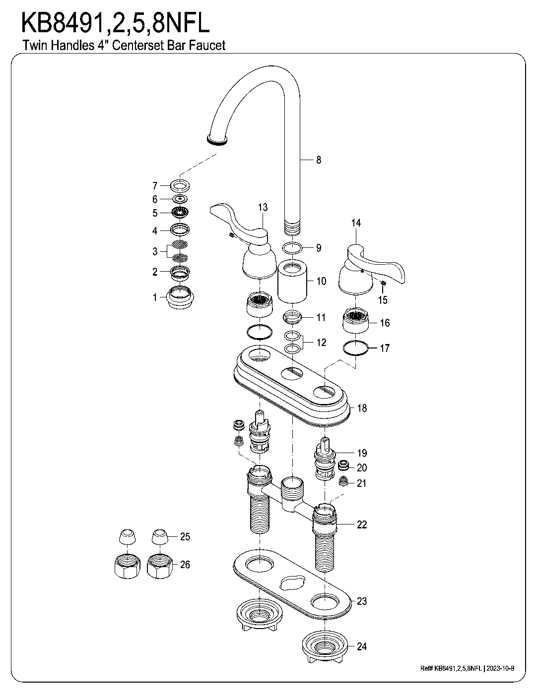 Kingston Brass KB8491NFL exploded parts diagram