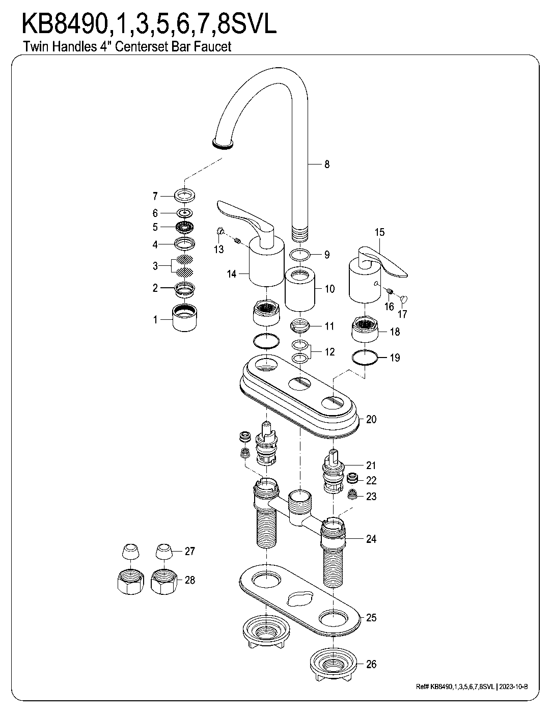 Serena KB8490SVL exploded parts diagram