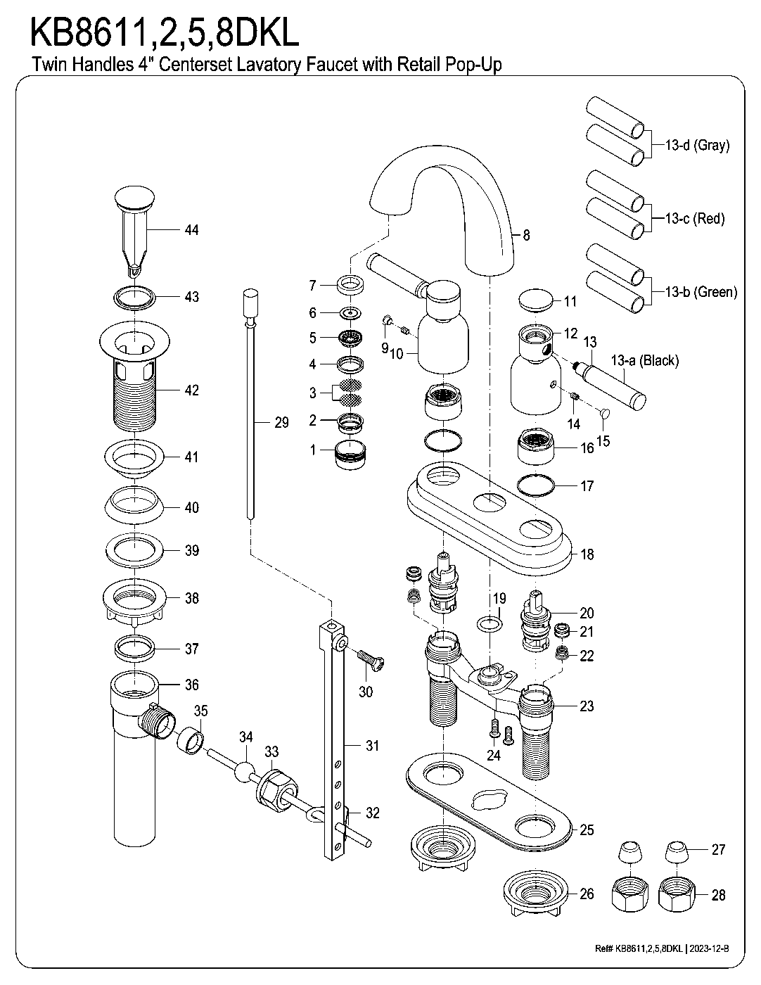 Kaiser KB8611DKL exploded parts diagram