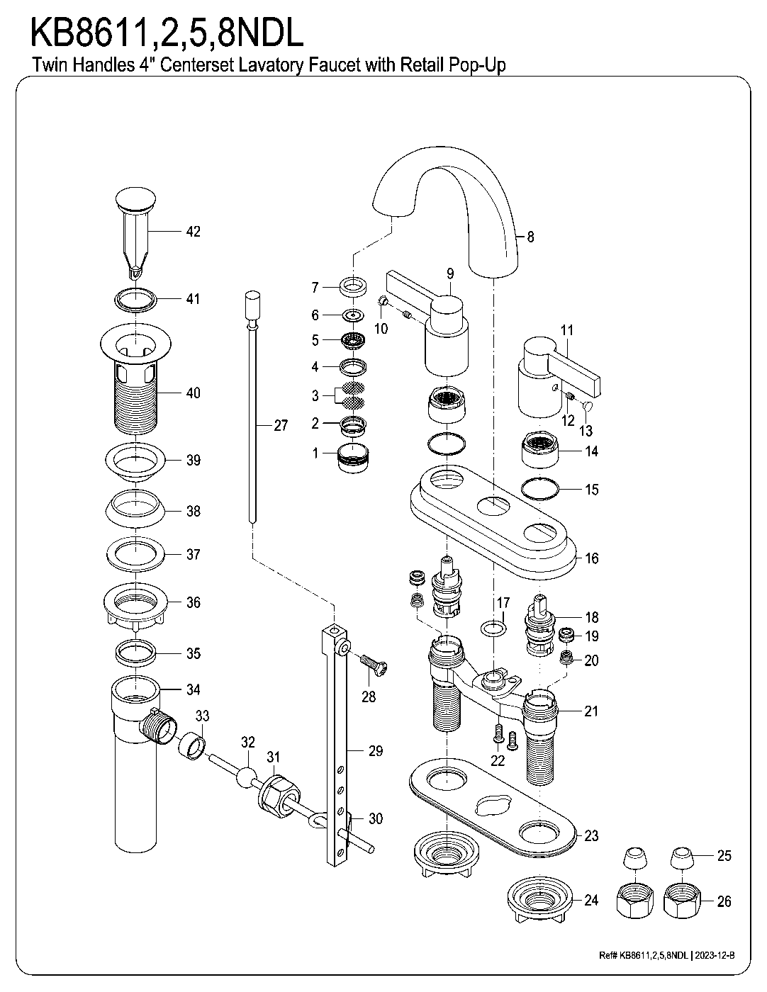 NuvoFusion KB8611NDL exploded parts diagram