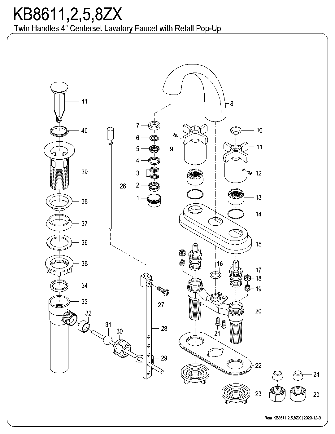 Millennium KB8611ZX exploded parts diagram