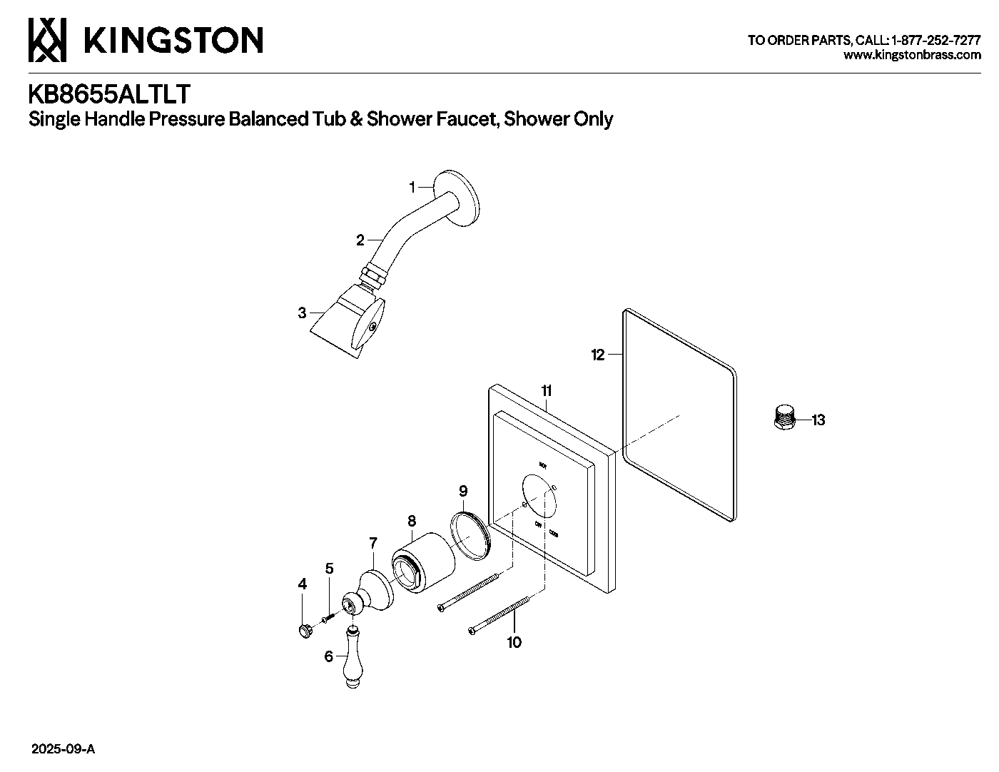Kingston Brass KB8655ALTLT exploded parts diagram