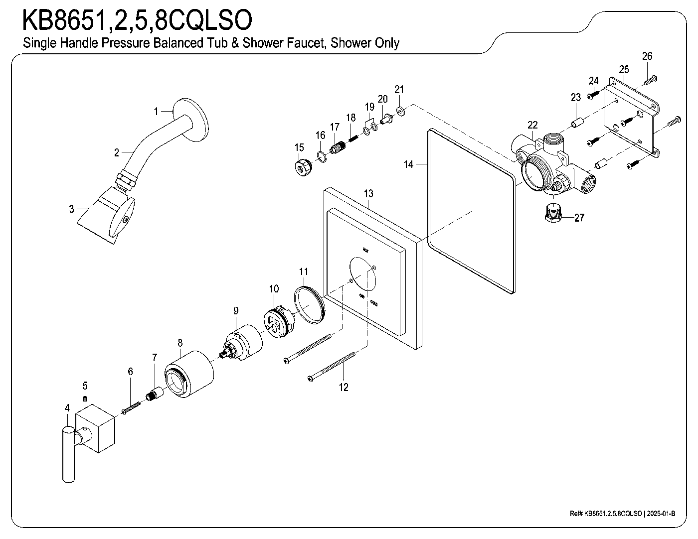 Kingston Brass KB8651CQLSO exploded parts diagram