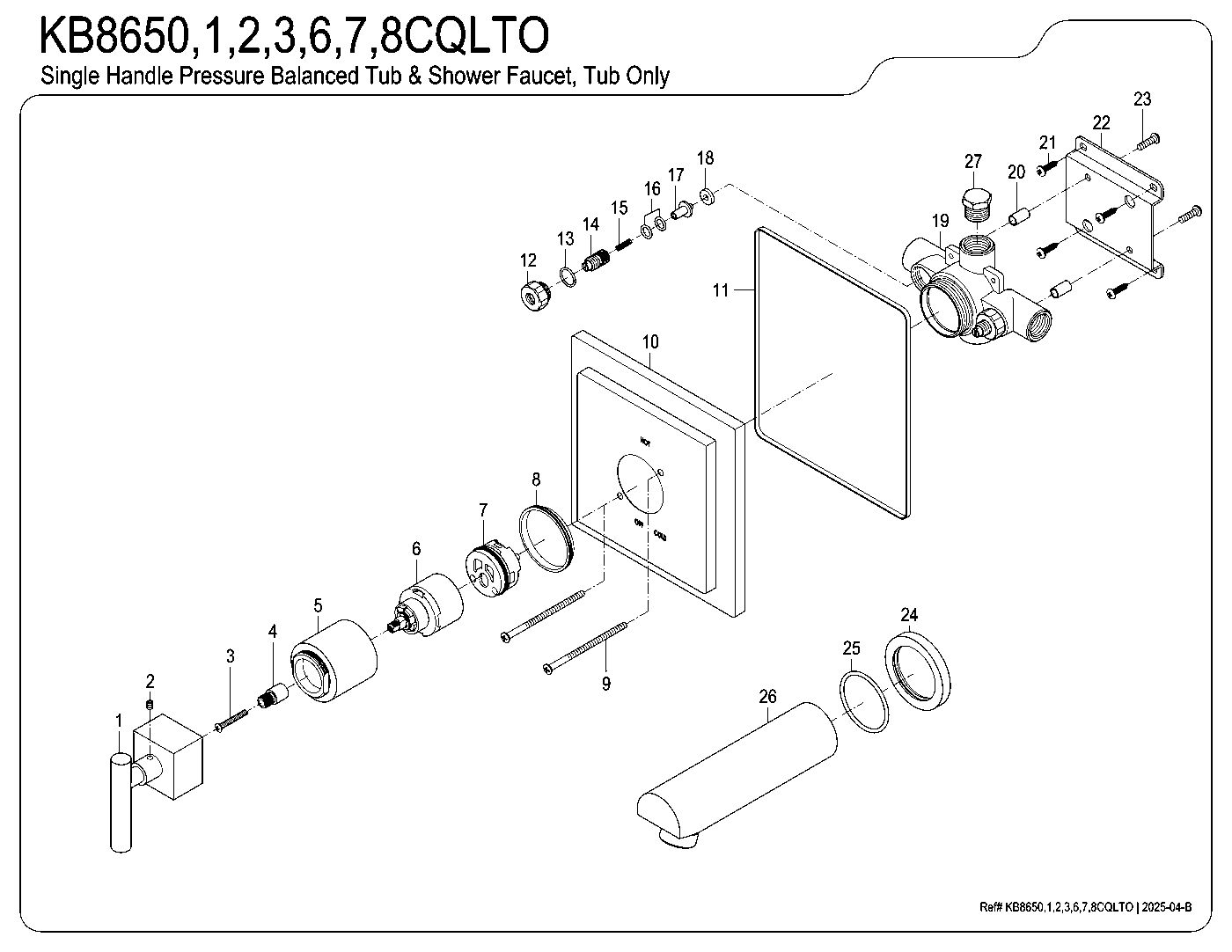 Kingston Brass KB8651CQLTO exploded parts diagram