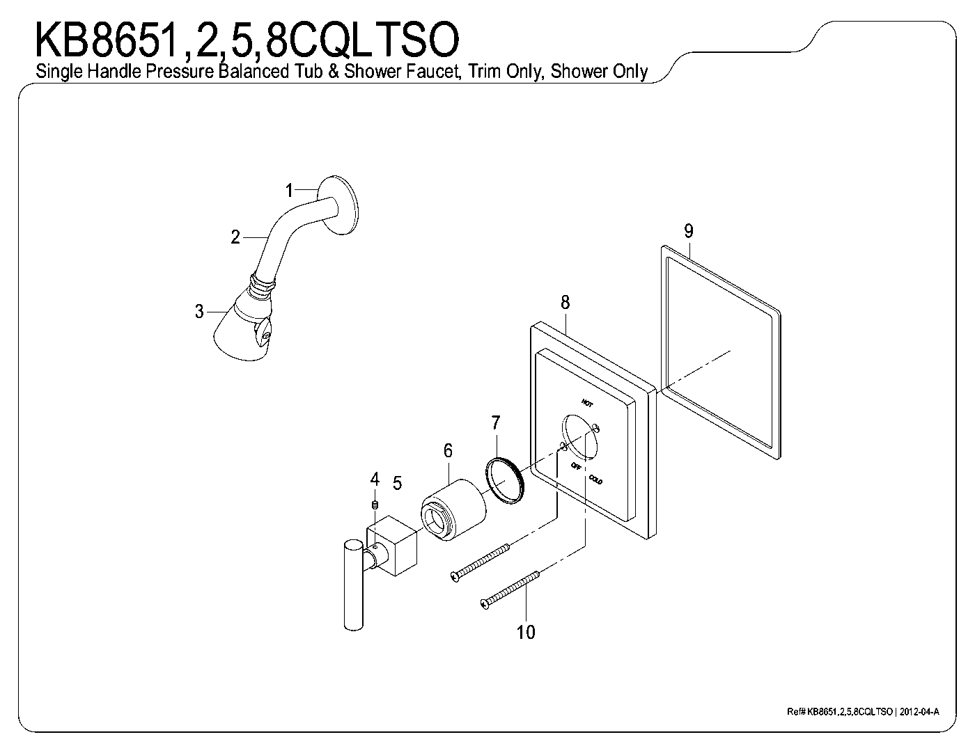 Kingston Brass KB8651CQLTSO exploded parts diagram