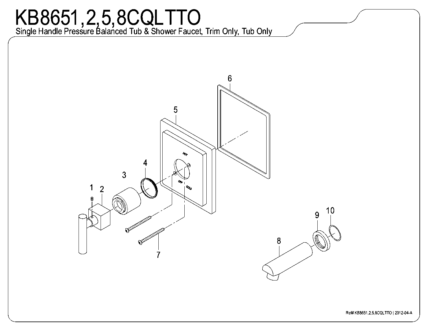 Kingston Brass KB8651CQLTTO exploded parts diagram