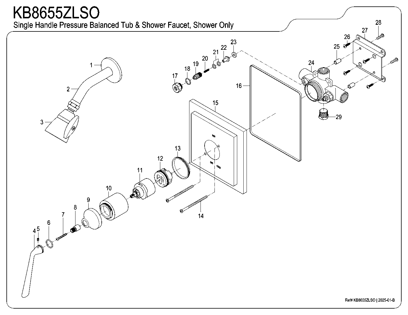 Kingston Brass KB8655ZLSO exploded parts diagram