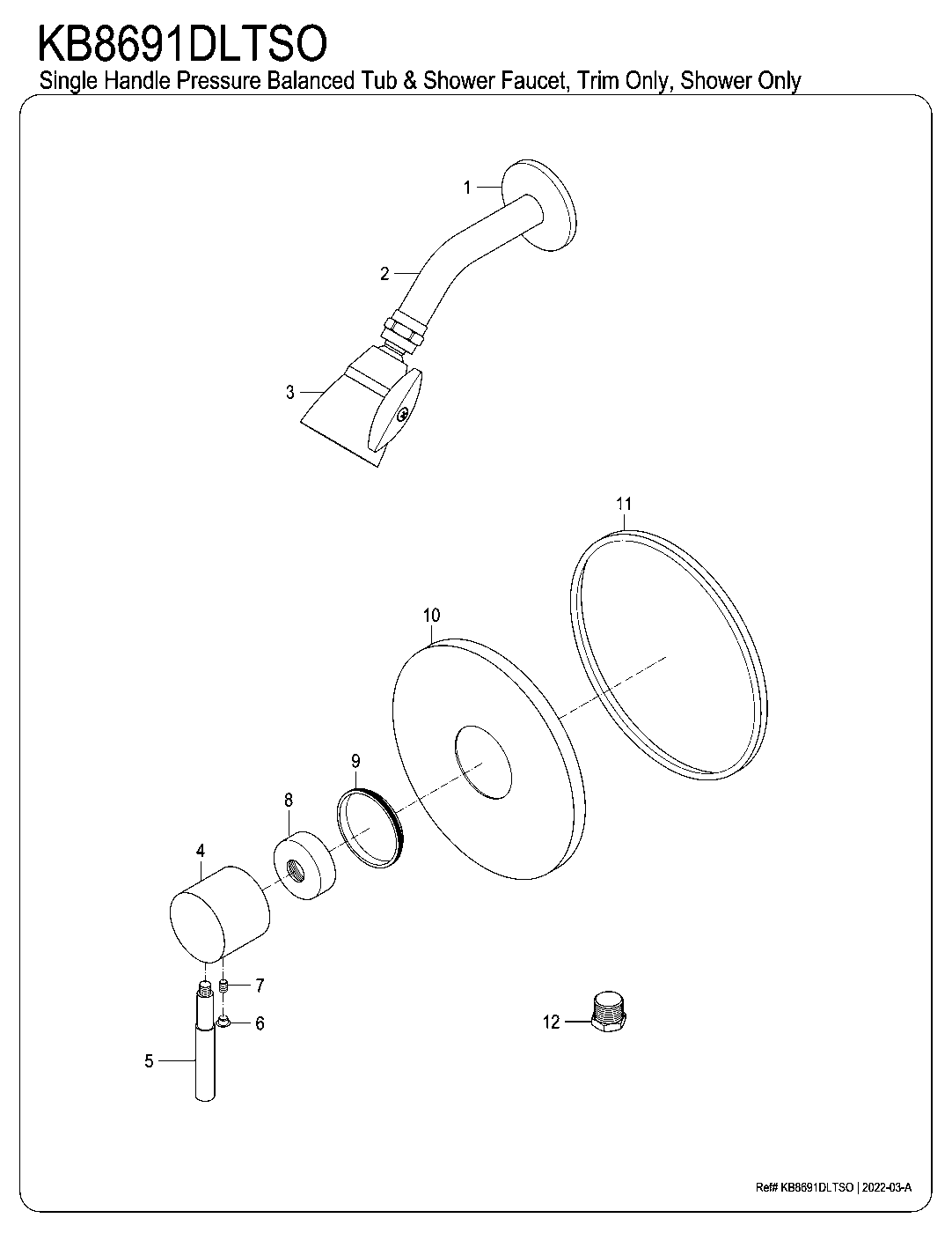Kingston Brass KB8691DLTSO exploded parts diagram