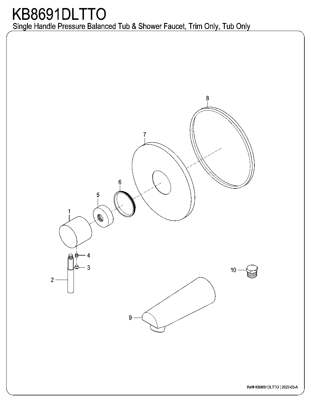 Kingston Brass KB8691DLTTO exploded parts diagram