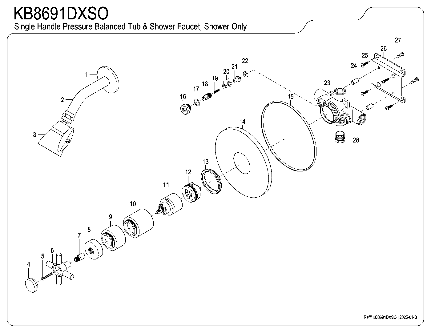 Kingston Brass KB8691DXSO exploded parts diagram