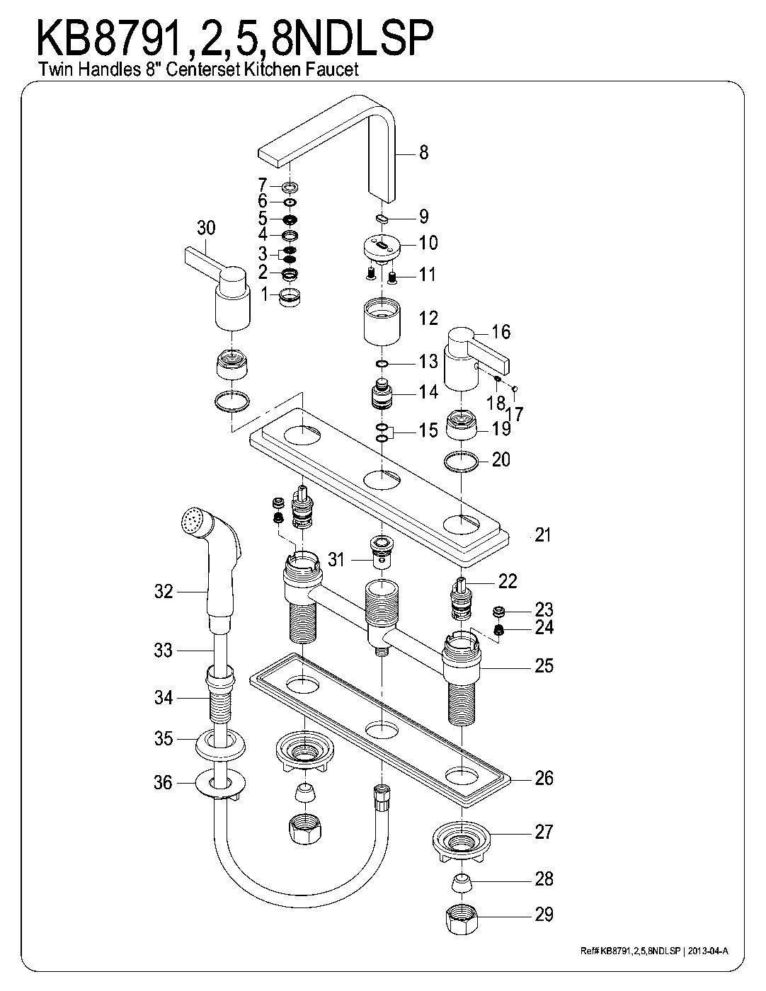 NuvoFusion KB8791NDLSP exploded parts diagram