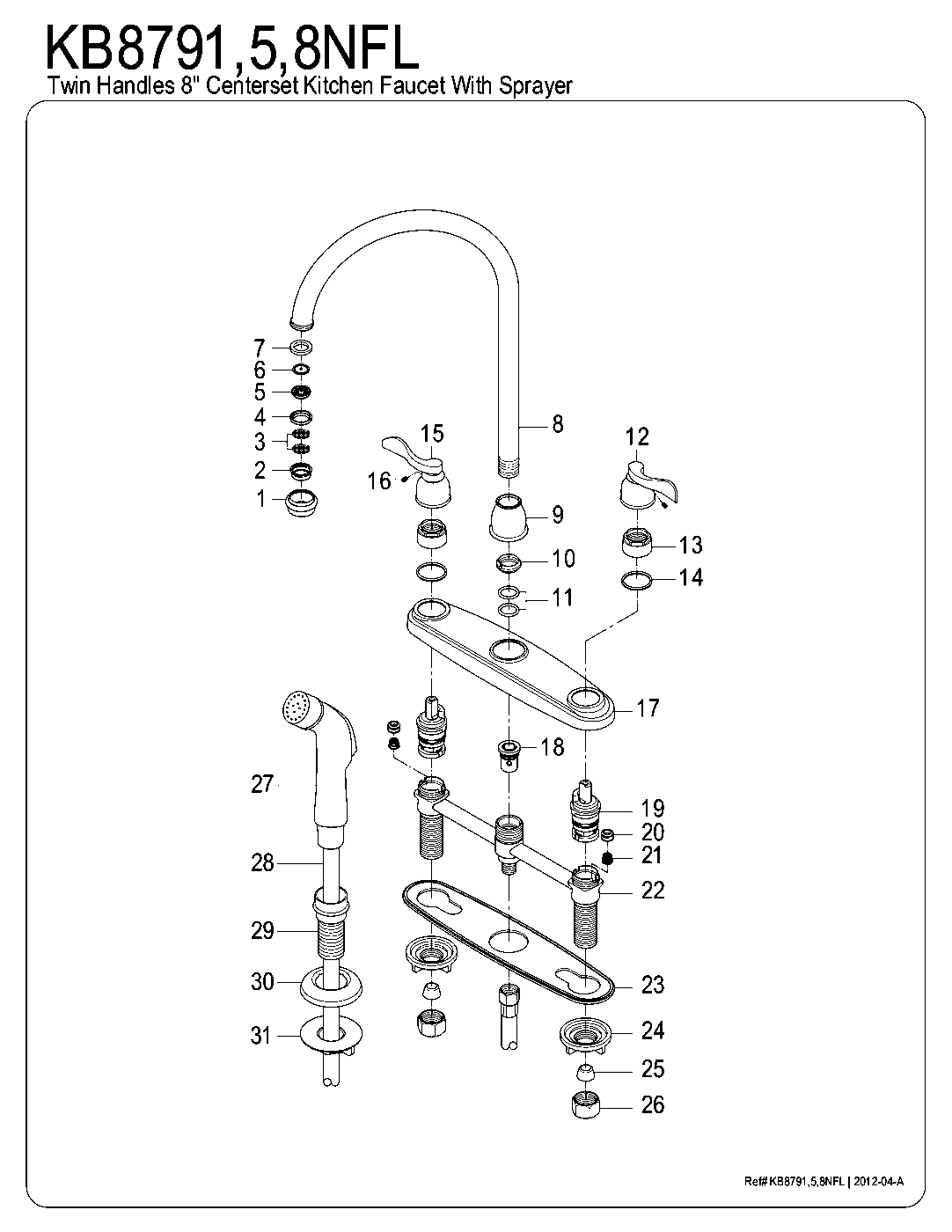 NuWave French KB8791NFL exploded parts diagram
