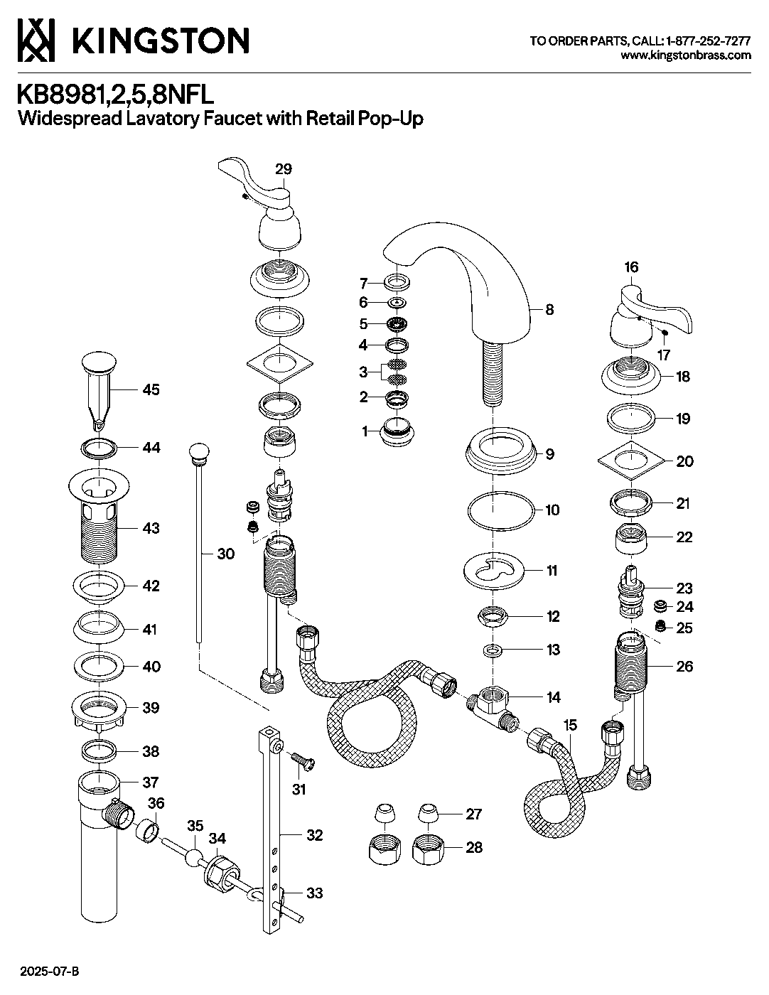 Kingston Brass KB8981NFL exploded parts diagram