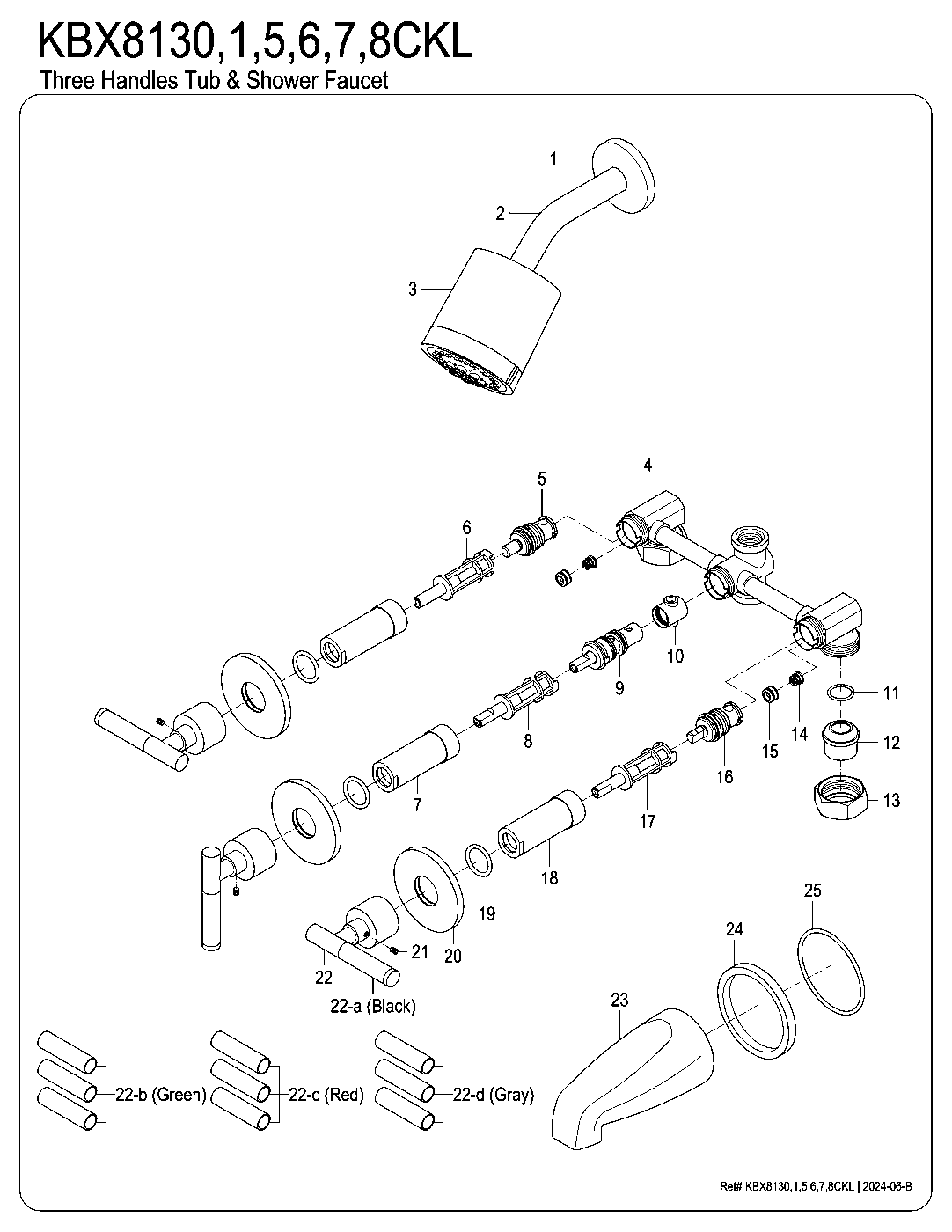 Kaiser KBX8130CKL exploded parts diagram