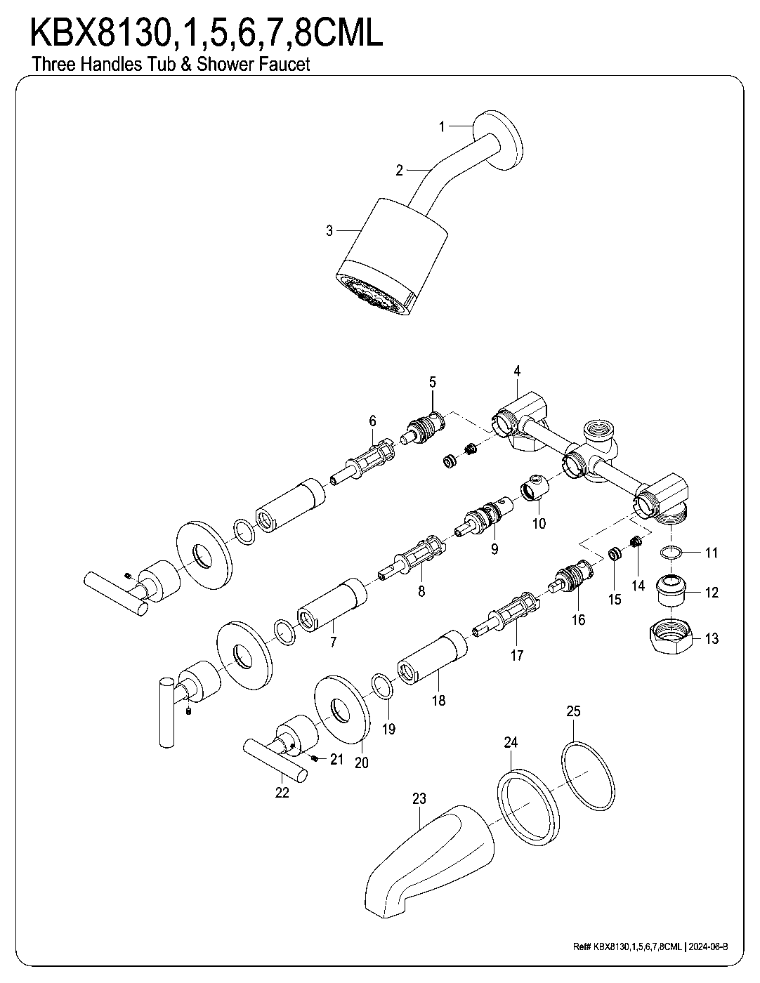 Manhattan KBX8130CML exploded parts diagram