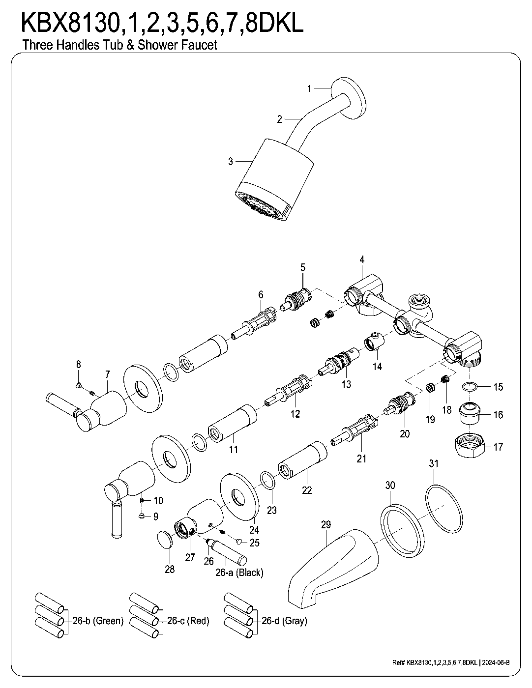 Kaiser KBX8130DKL exploded parts diagram