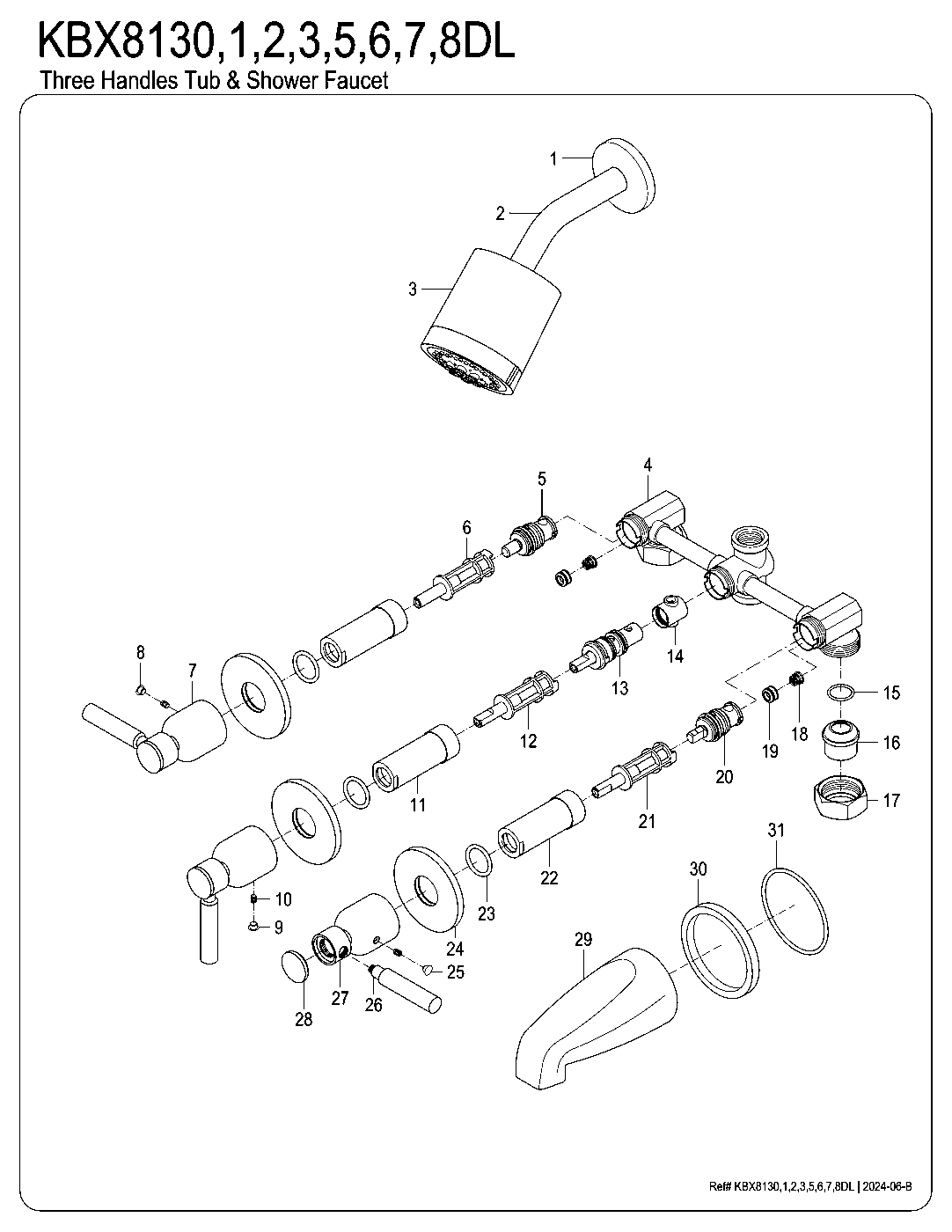 Concord KBX8130DL exploded parts diagram