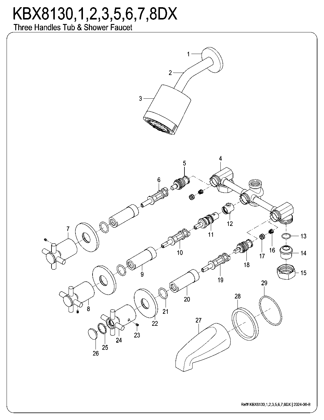 Concord KBX8130DX exploded parts diagram