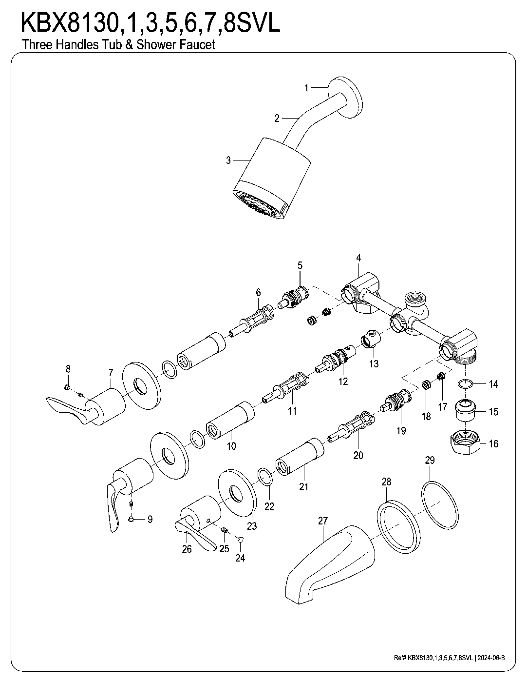 Serena KBX8130SVL exploded parts diagram