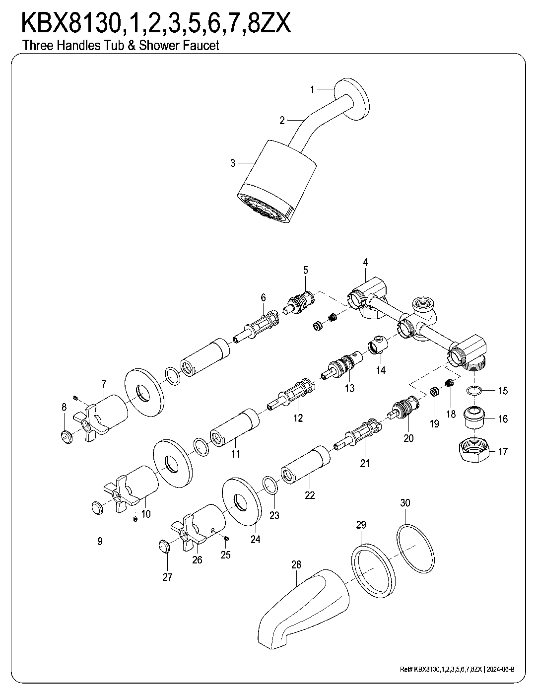Millennium KBX8130ZX exploded parts diagram