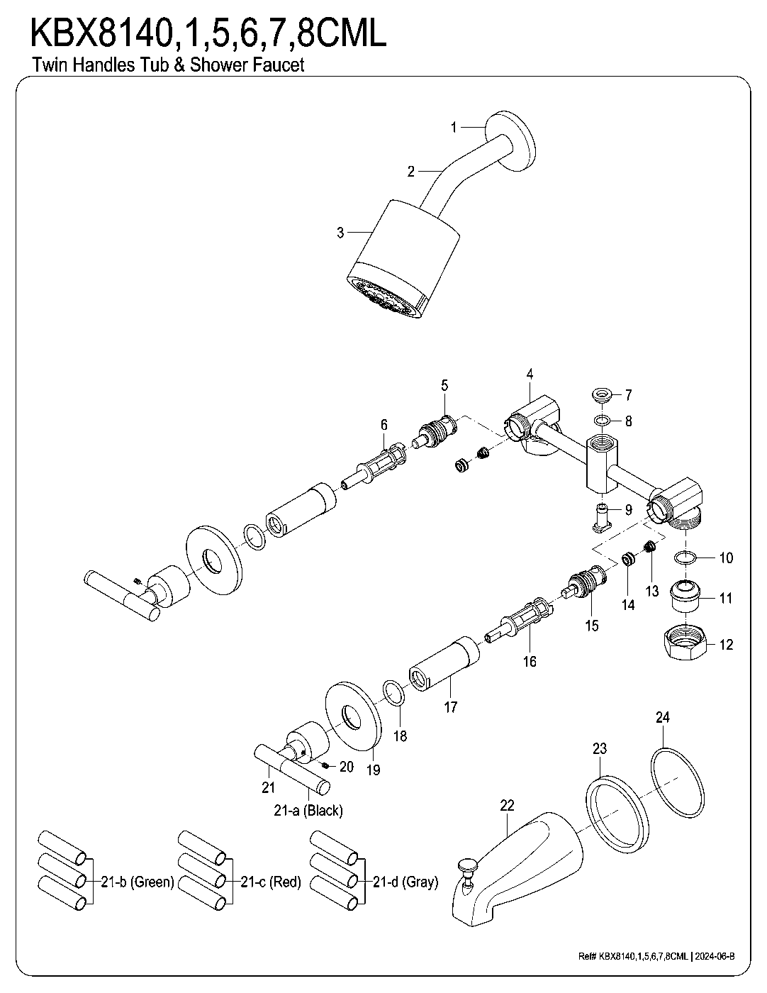 Manhattan KBX8140CML exploded parts diagram