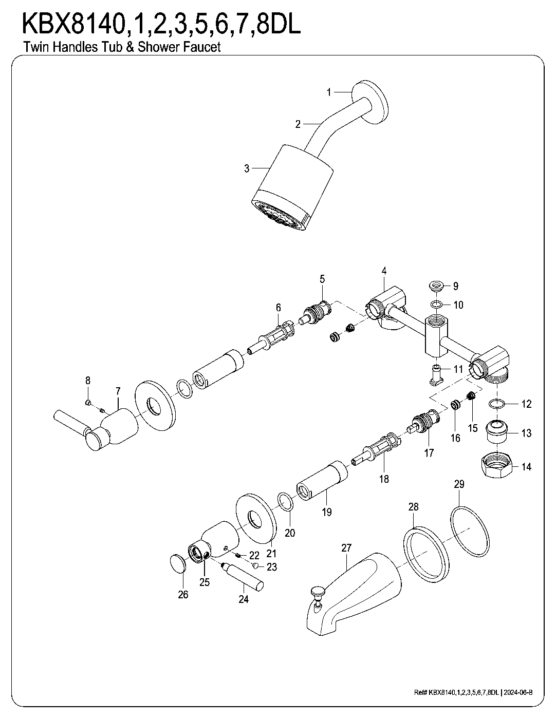Concord KBX8140DL exploded parts diagram
