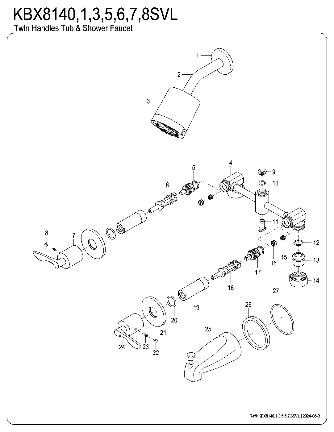Serena KBX8140SVL exploded parts diagram