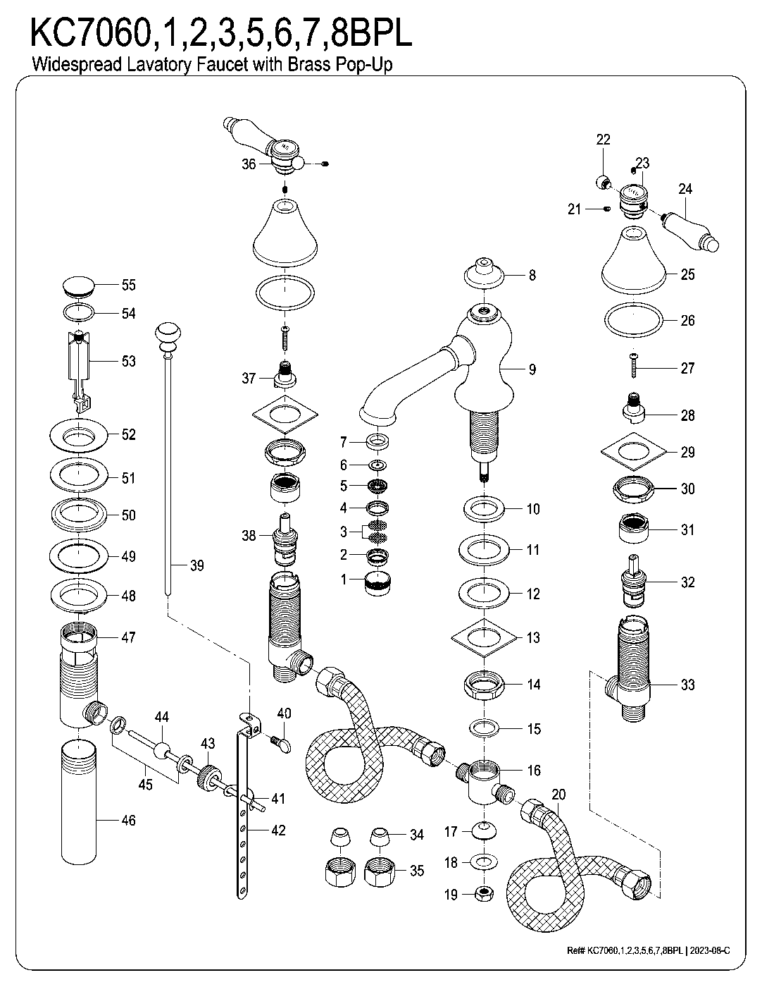 Kingston Brass KC7060BPL exploded parts diagram