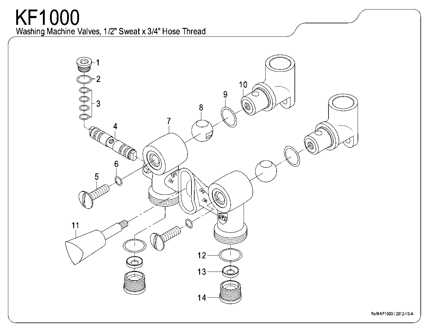 Kingston Brass KF1000 exploded parts diagram