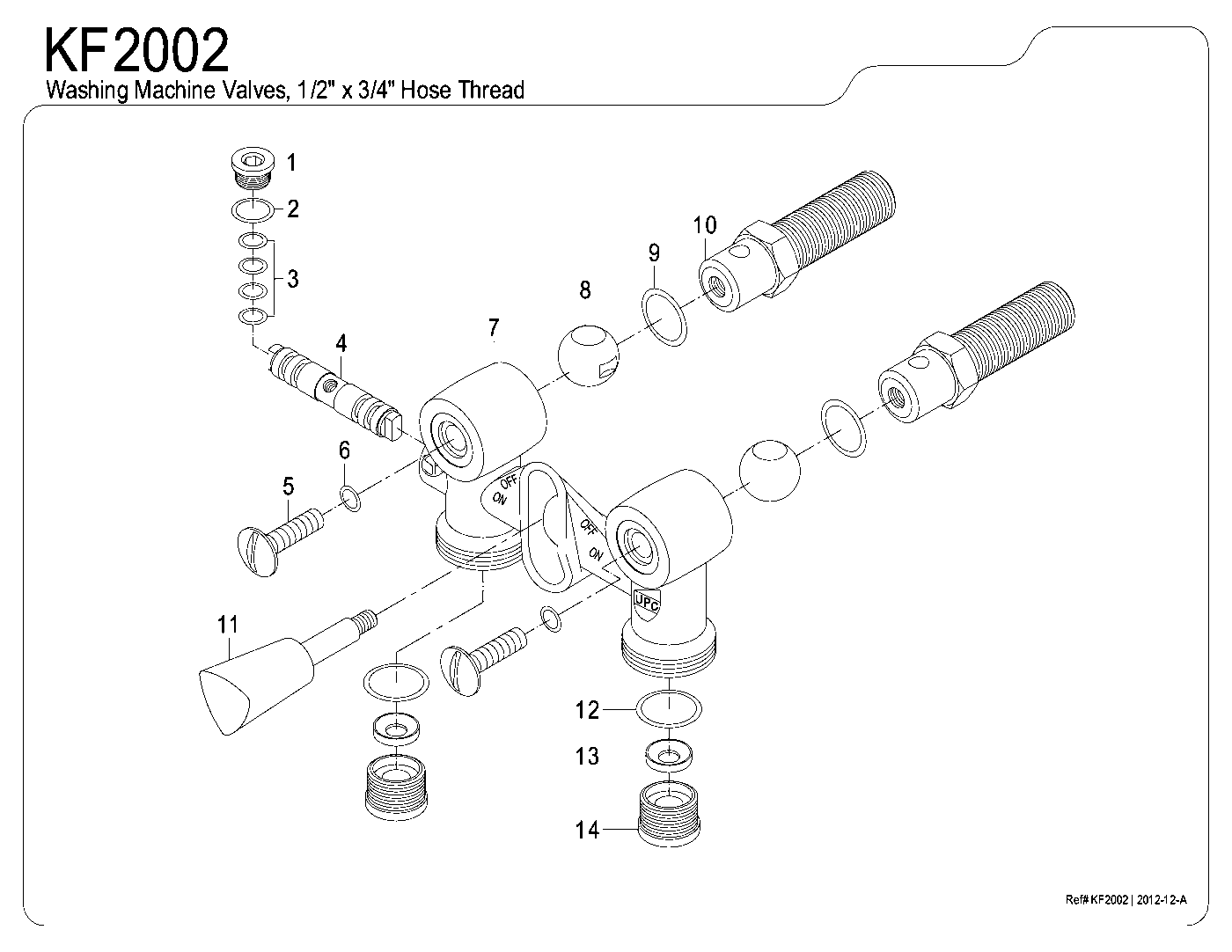 Kingston Brass KF2002 exploded parts diagram