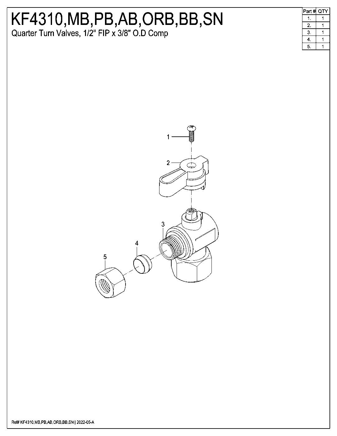 Baseline KF4310BB exploded parts diagram