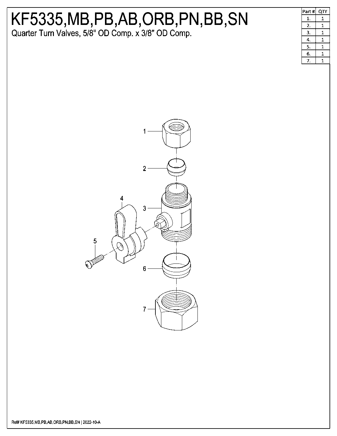 Baseline KF5330BB exploded parts diagram