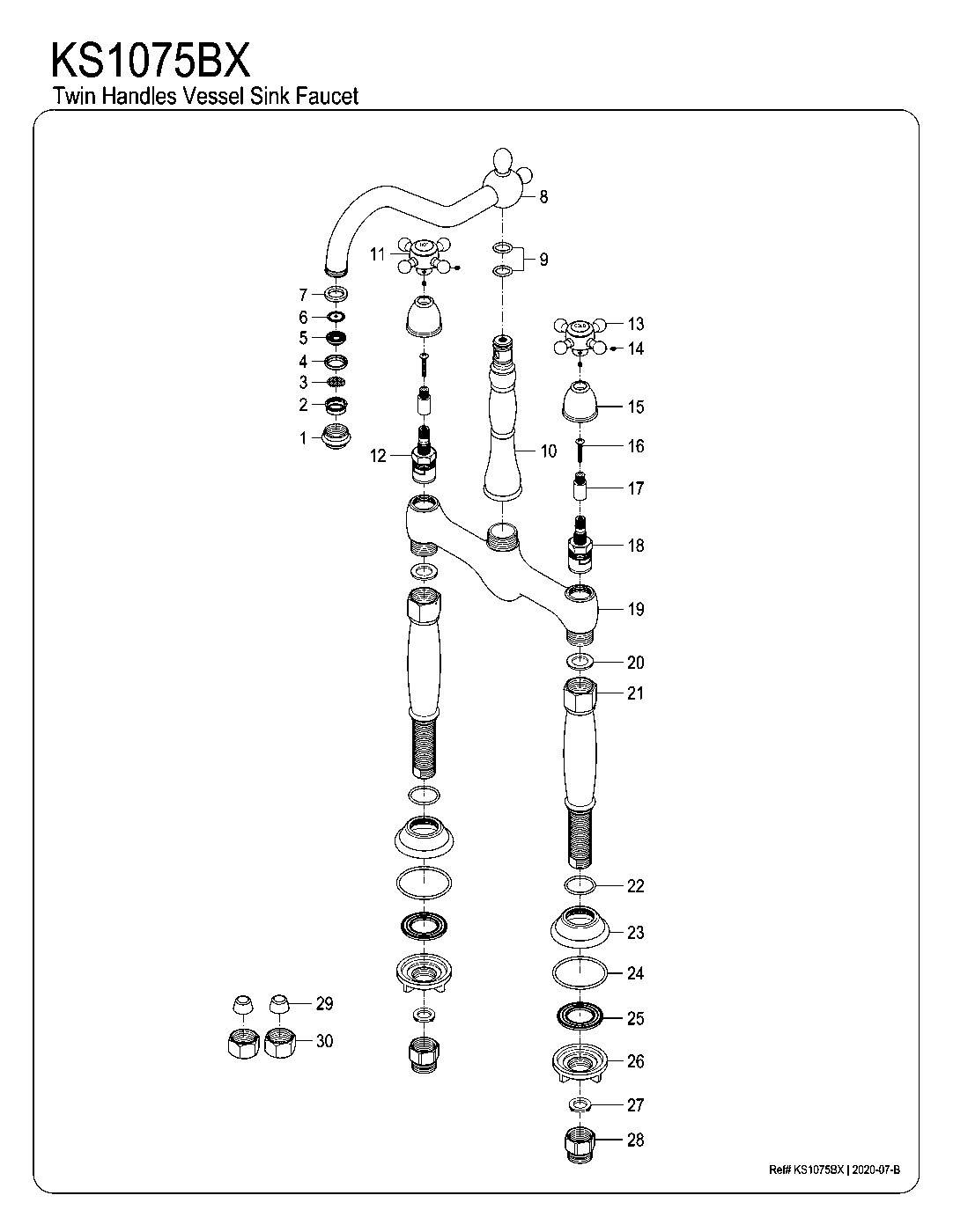 Kingston Brass KS1075BX exploded parts diagram